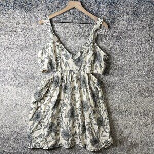 Abercrombie &‎ Fitch Ruffle Cutout Mini Dress Cream Floral XLP
